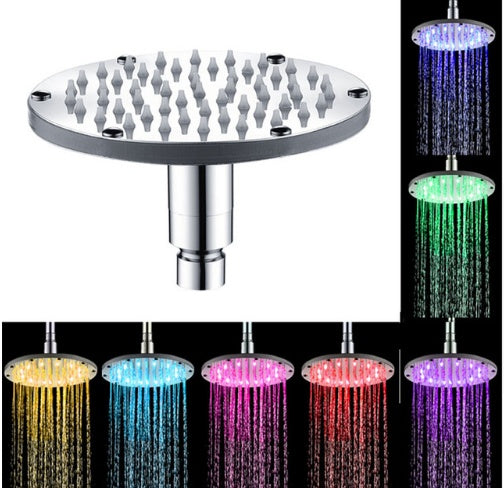 Pomme de douche LED colorée à 7 couleurs changeantes, robinet d'eau brillante pour salle de bains