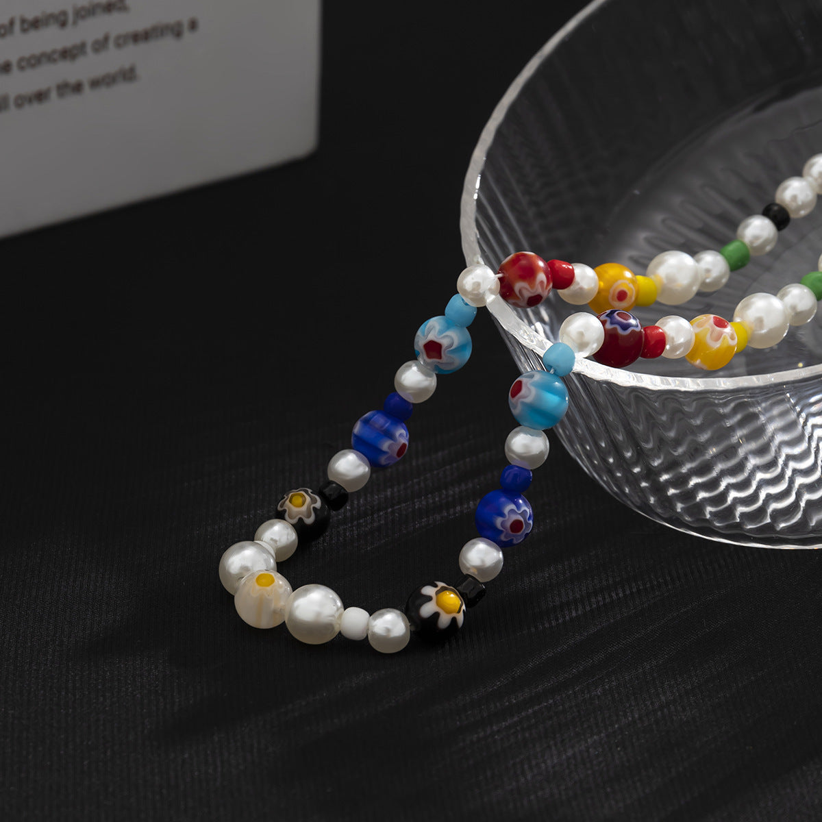 Colored Glaze Small Flower Stitching Color Beaded Necklace