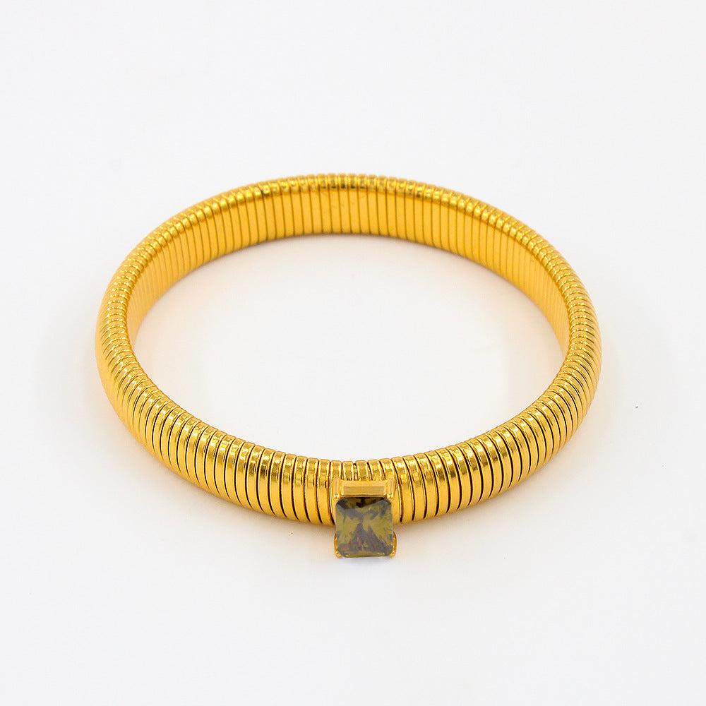 Titanium Steel Square Zircon INS18K Gold Bracelet