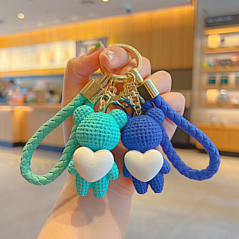 Porte-clés poupée en forme de cœur d'amour, petit ours, pendentif mignon de célébrité d'internet