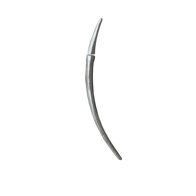 Boucles d'oreilles Sprout incurvées en argent pur 925, Texture mate