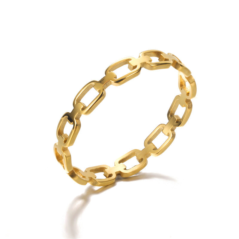 Anillo hueco de acero inoxidable Anillo geométrico en forma de corazón