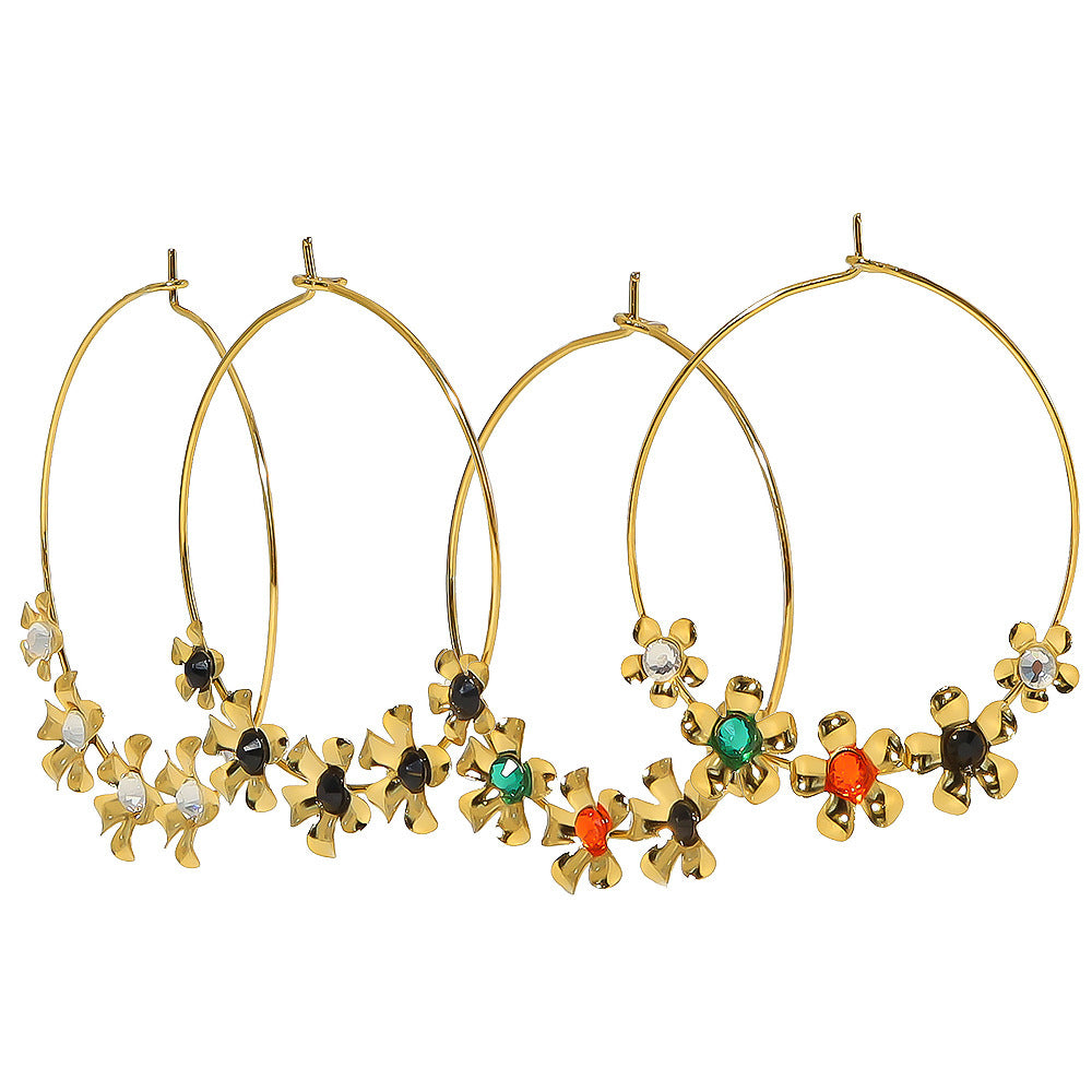 Fashion Vintage Small Flower Metal Women's Stainless Steel Earrings