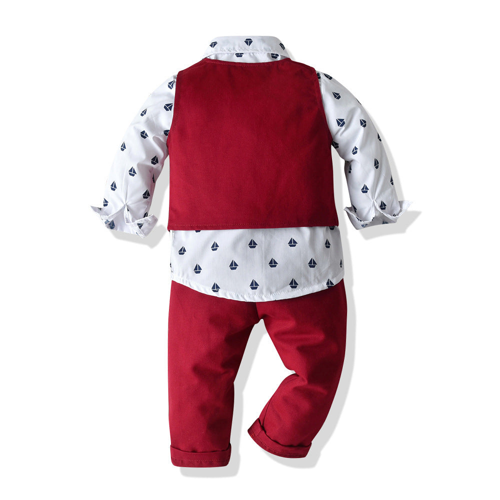 Costume chemise et pantalon à manches longues pour enfants garçons