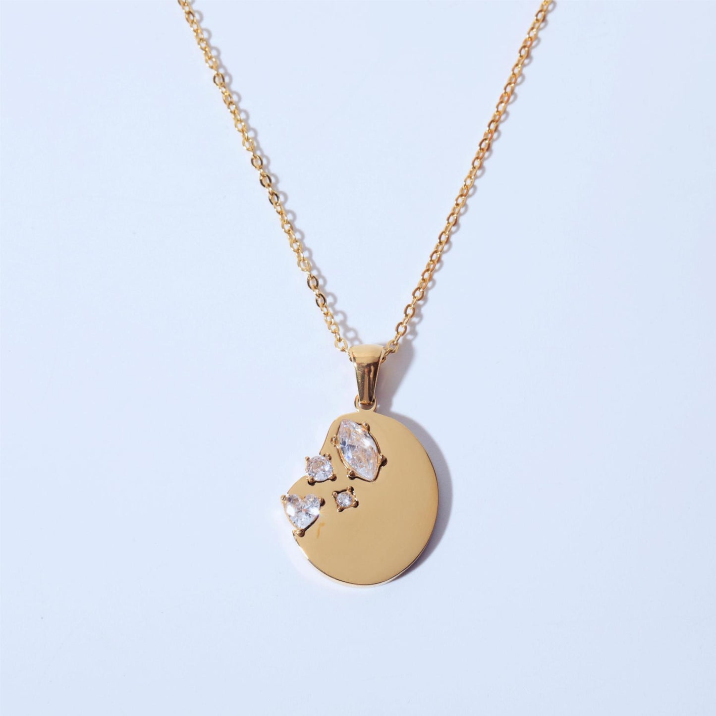 Titanium Steel Mirror Irregular Zircon Necklace