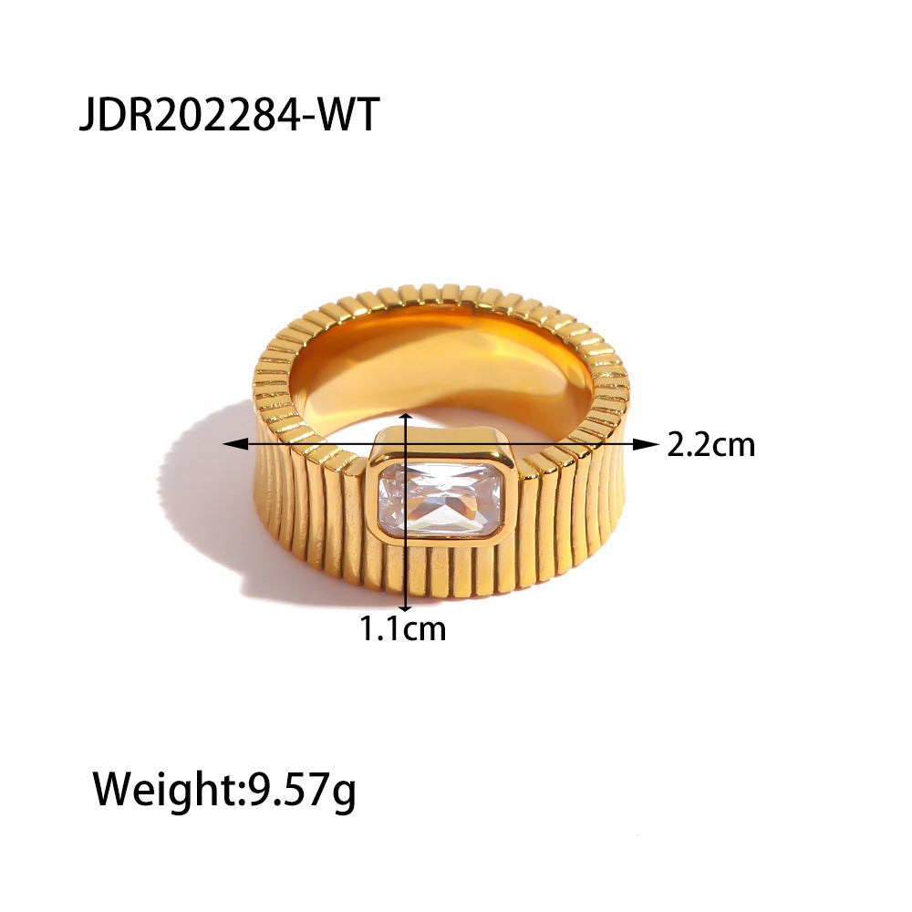 Stainless Steel Inlaid Zircon Vintage Ring
