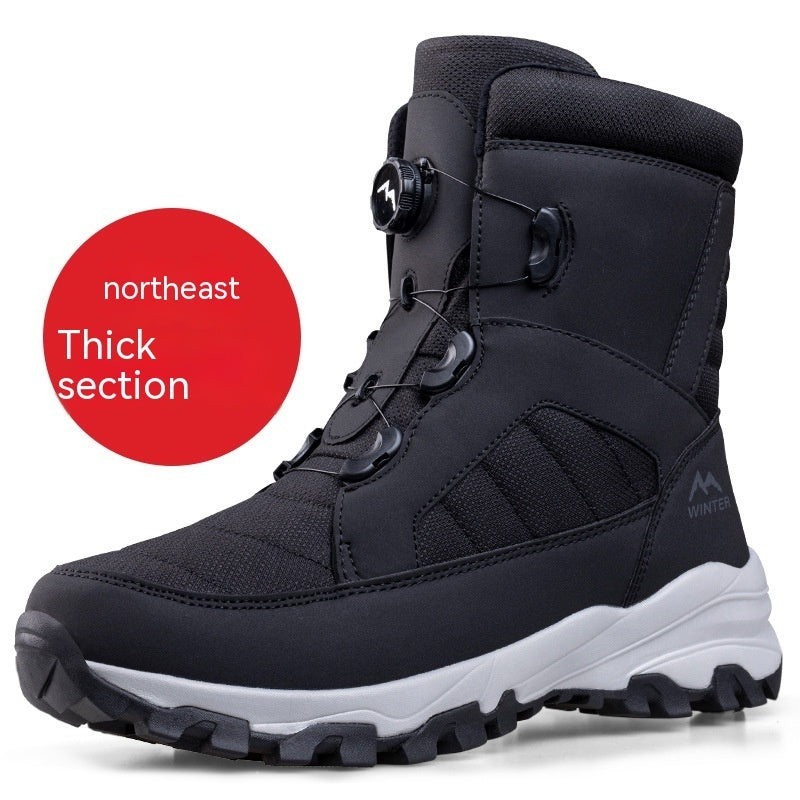 Botas de nieve con botones para hombre y mujer gruesas con forro polar