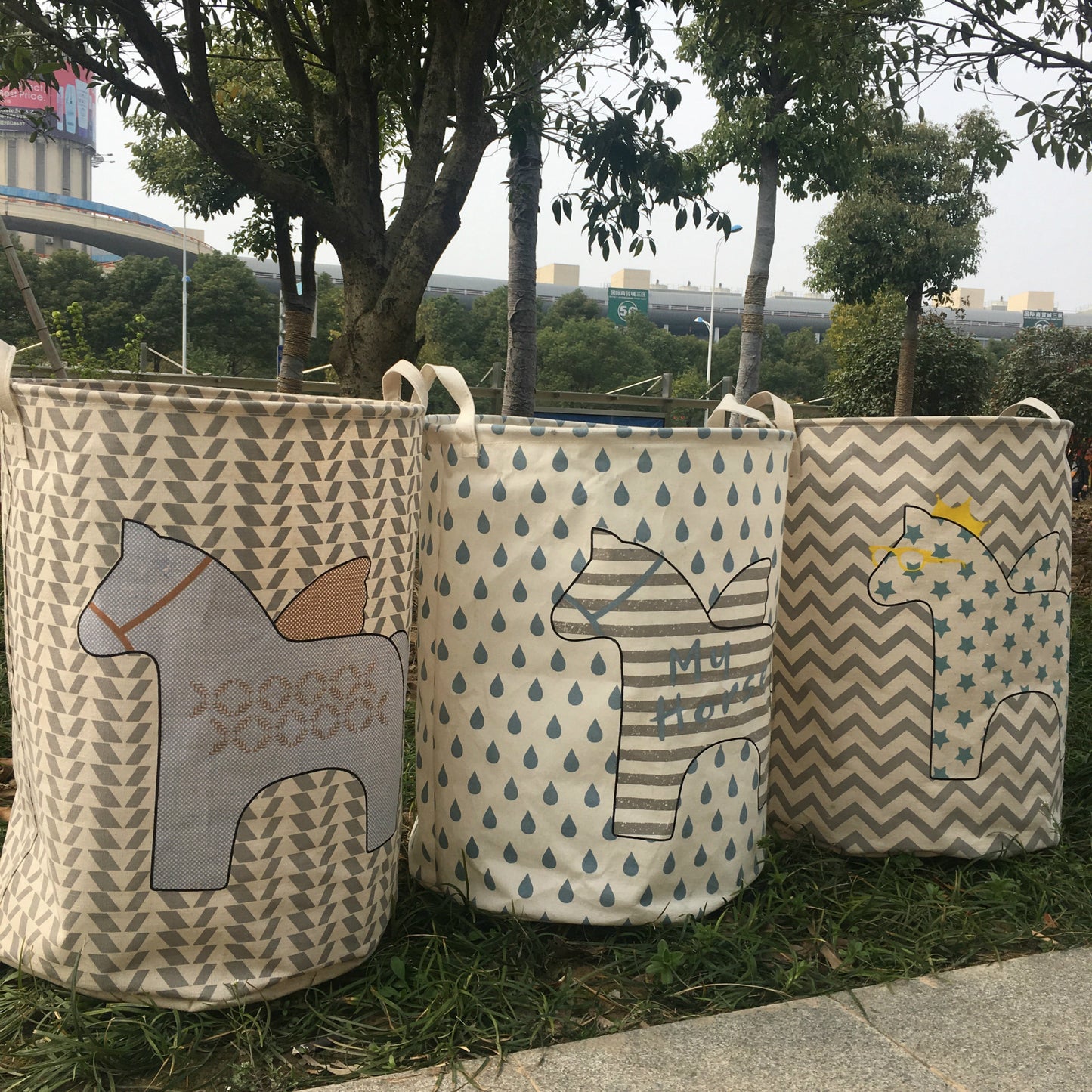 Coton lin art étoile à cinq branches cheval vêtements seau de rangement seau à linge panier jouet panier de rangement
