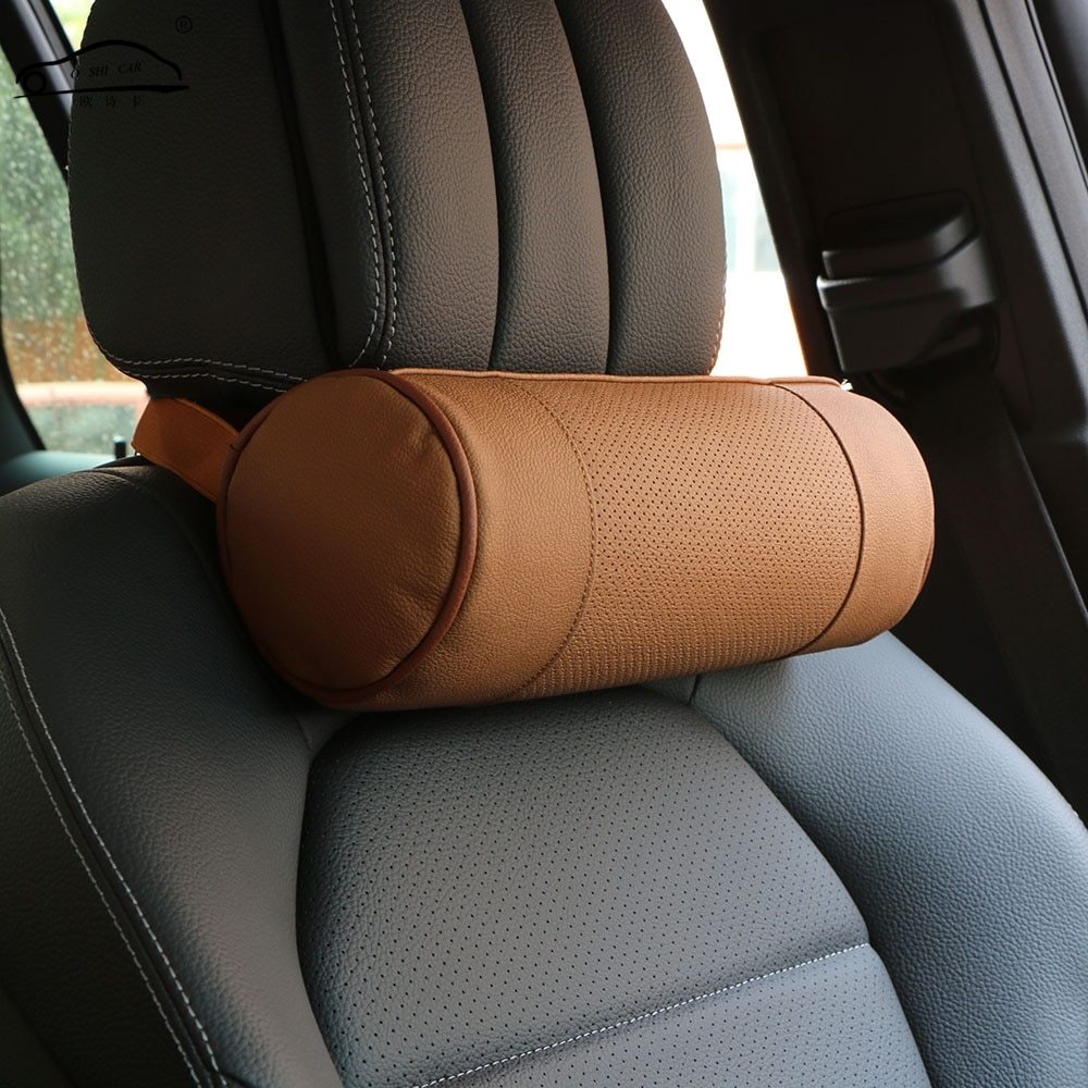Coussin de siège de voiture cylindrique en cuir 