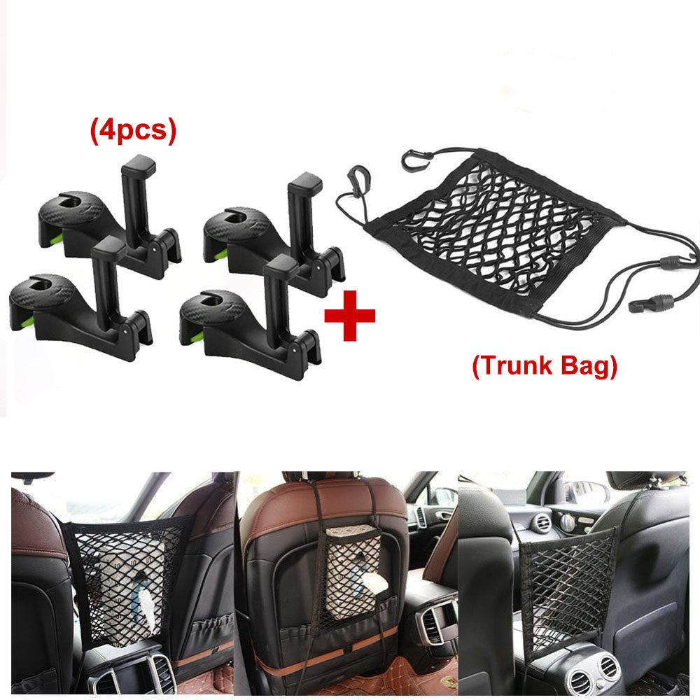Crochet d'appui-tête de voiture avec support de téléphone, cintre arrière de siège pour sac à main, sac à main, tissu d'épicerie