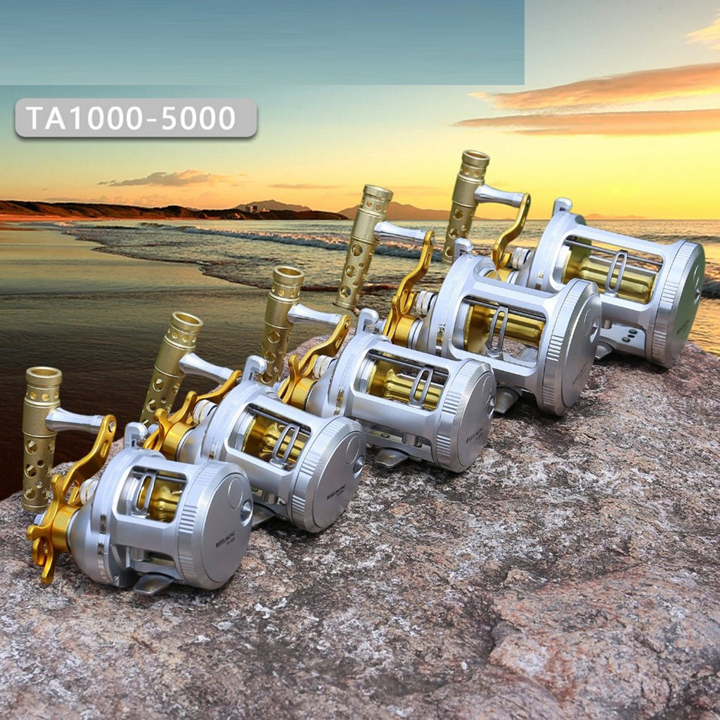 Tambor de pesca en el mar de metal