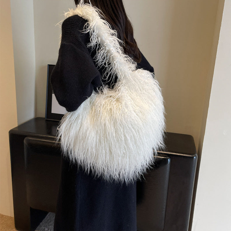 Sacs à bandoulière en peluche sous les aisselles d'hiver, grande capacité, sac cœur personnalisé, sacs à main de luxe pour femmes, haute qualité, cadeau de saint valentin