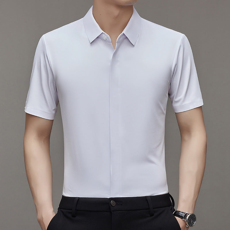 Pure Color Seamless Men's Shirt Business Casual