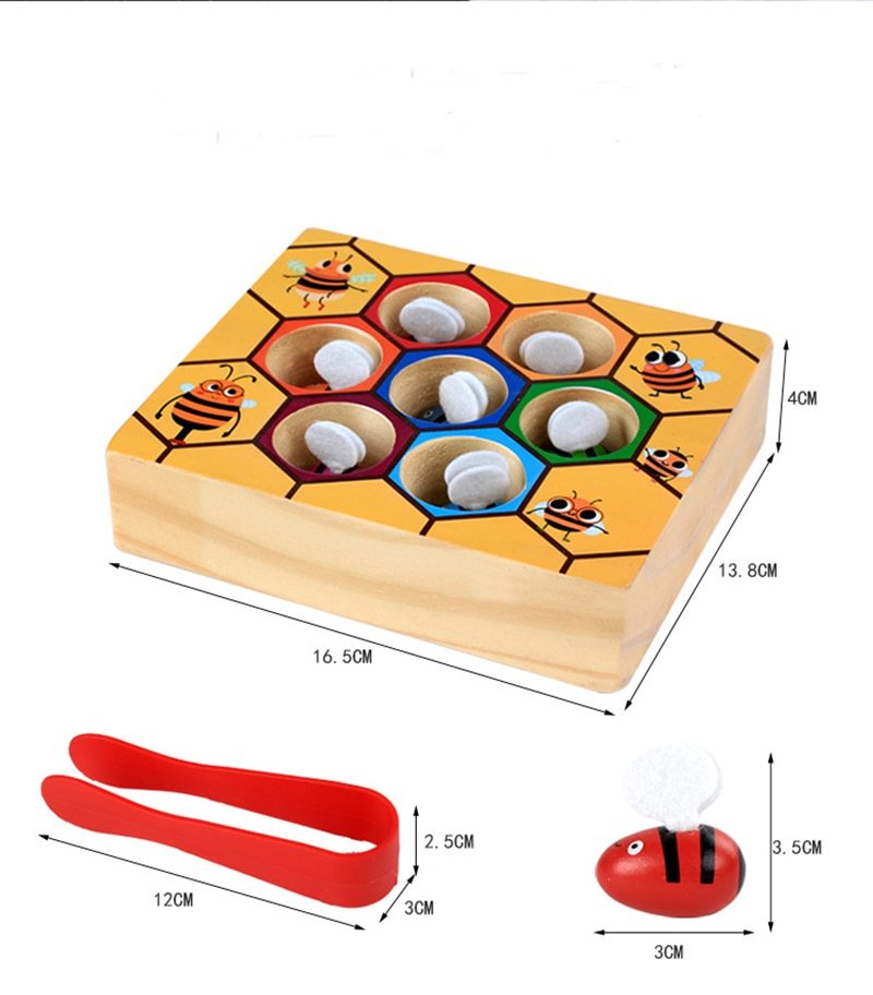 Jouets éducatifs en bois pour enfants, petites abeilles industrielles Montessori, plateau de jeu interactif en ruche, jouet amusant, cadeau 