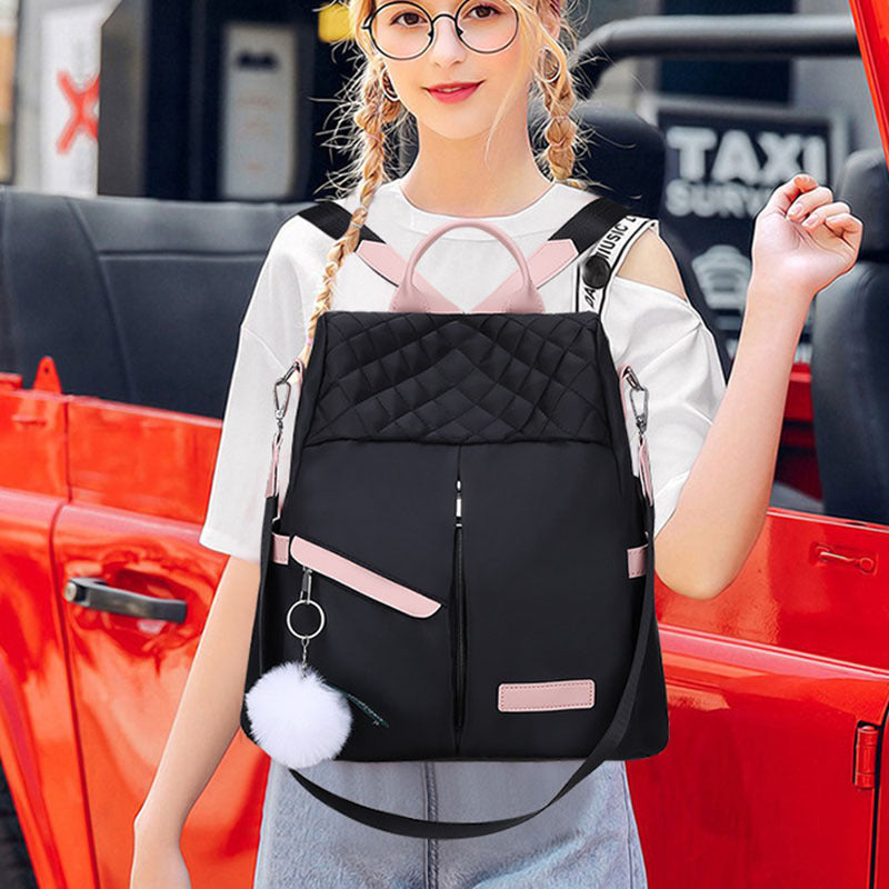 Sac à bandoulière en tissu Oxford décontracté pour femmes, sac à dos étanche de grande capacité de couleur contrastée