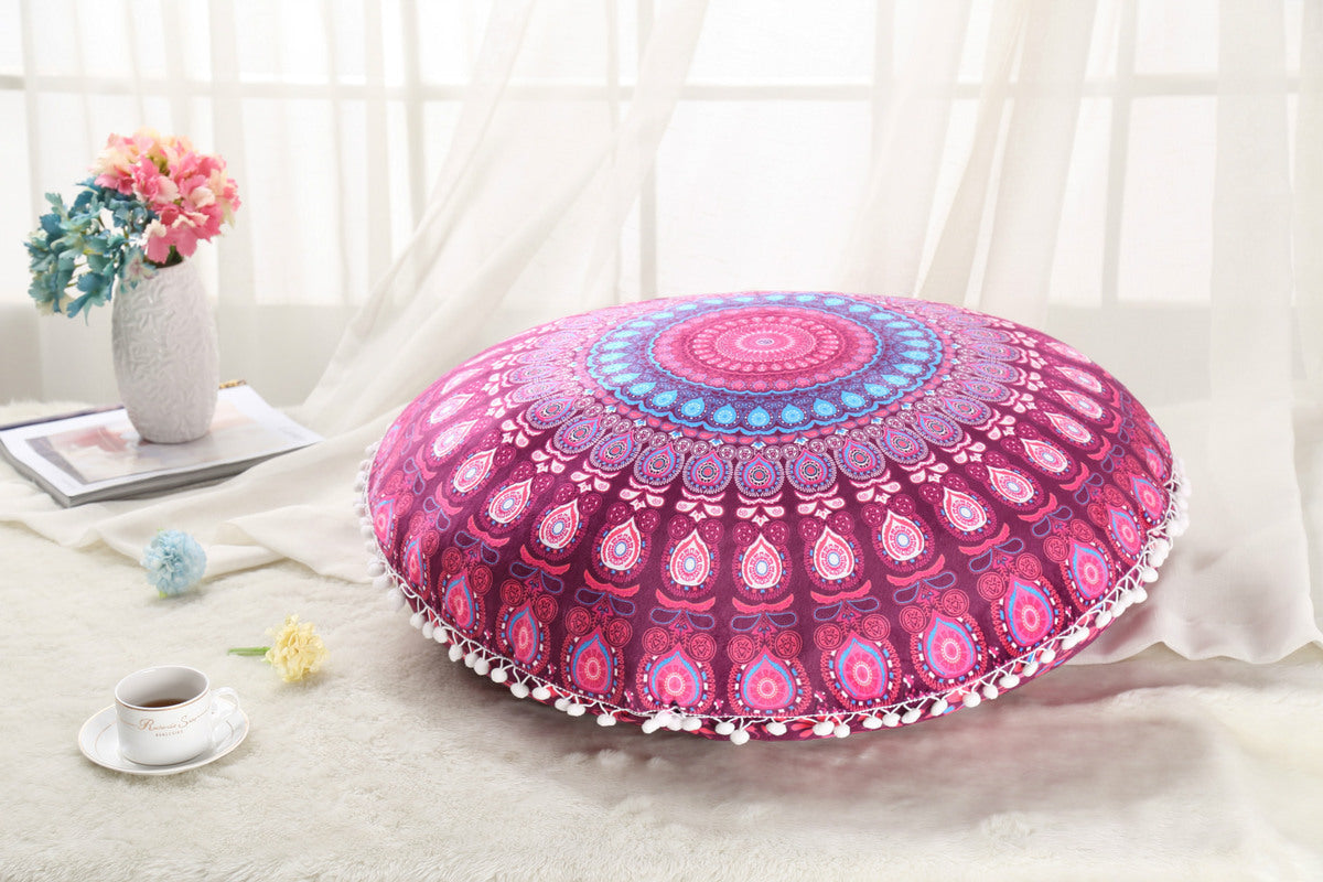 Oreillers de sol Mandala colorés, Ottoman rond, coussin de méditation bohème, Pouf