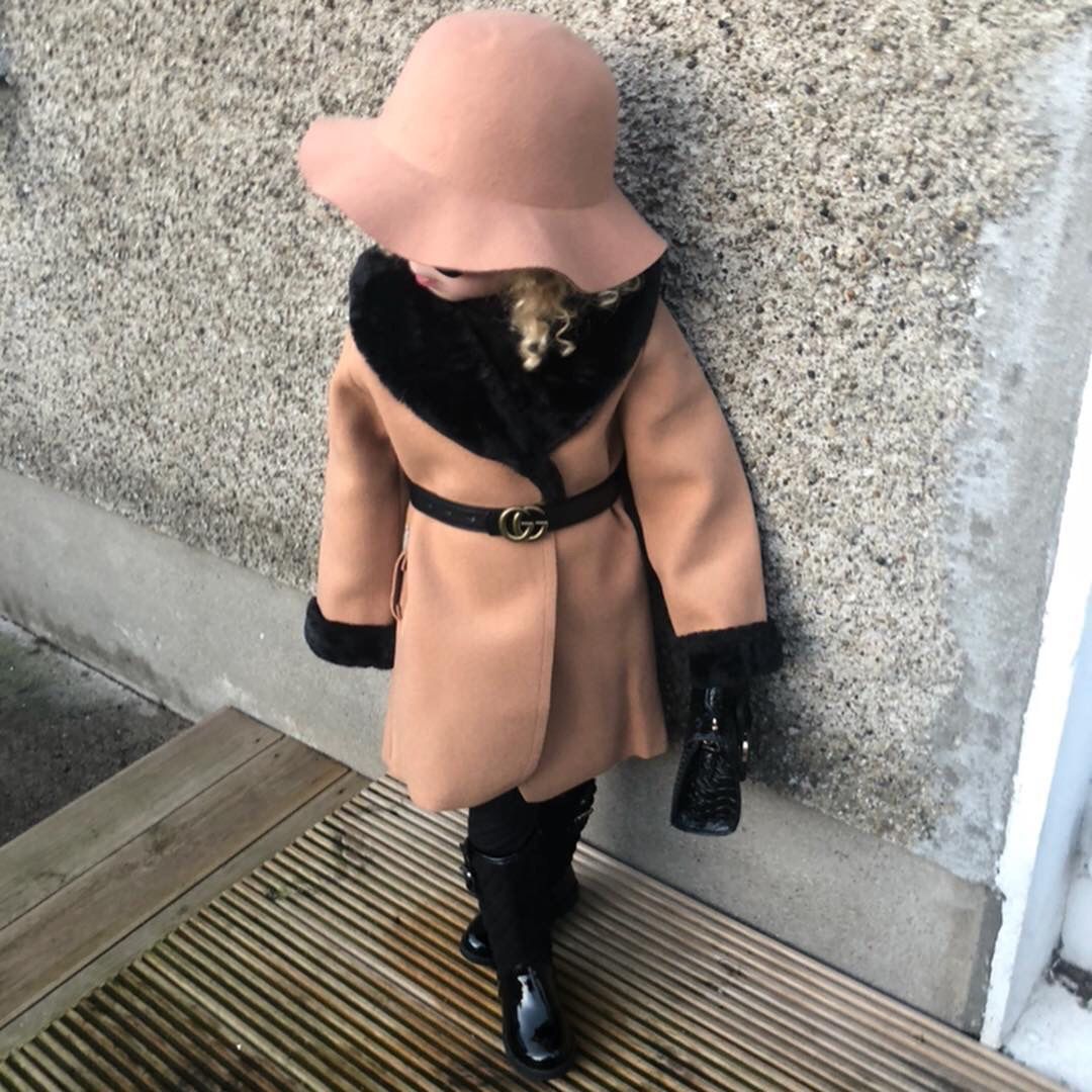 Manteau Manteau col fourrure western