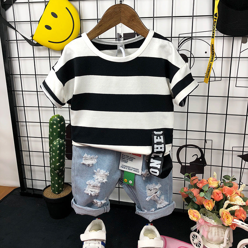 Conjunto de camisa a cuadros de manga corta para niños