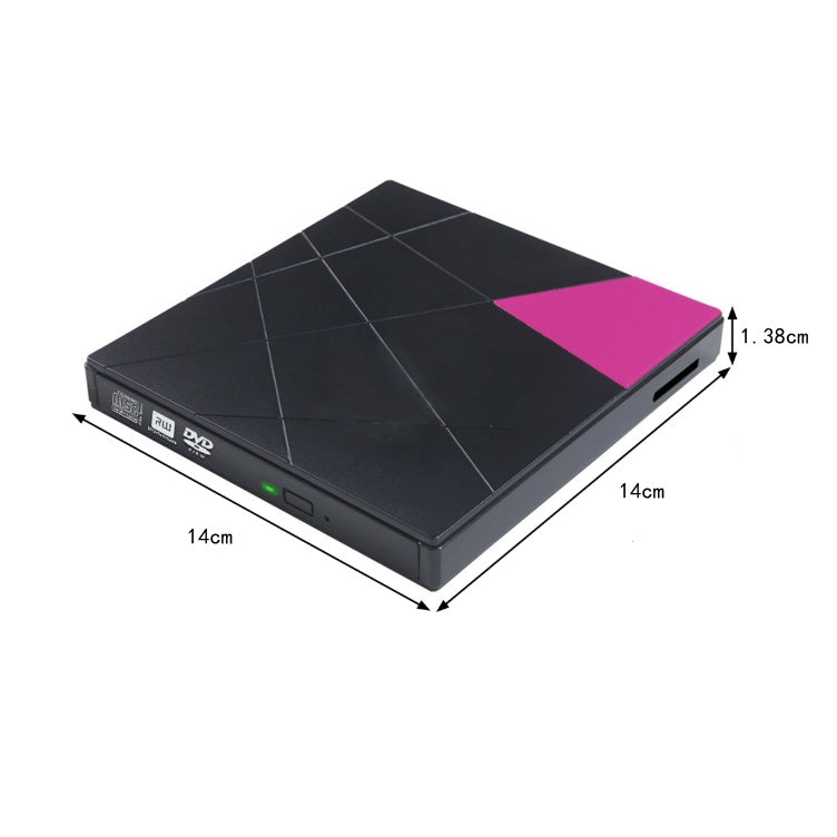 La grabadora de DVD externa USB viene con un lector de tarjetas