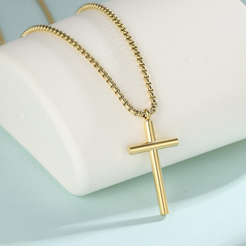 Simple All-match Cross Pendant Nordic Diy Titanium Steel Necklace