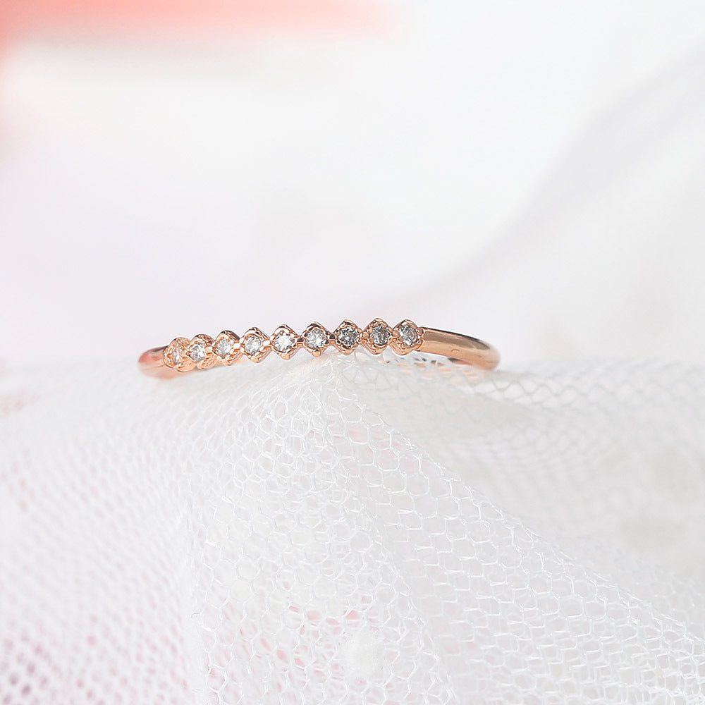 Bague fine pour femme, plaquée or, diamant dans les débris, micro-incrusté, Simple
