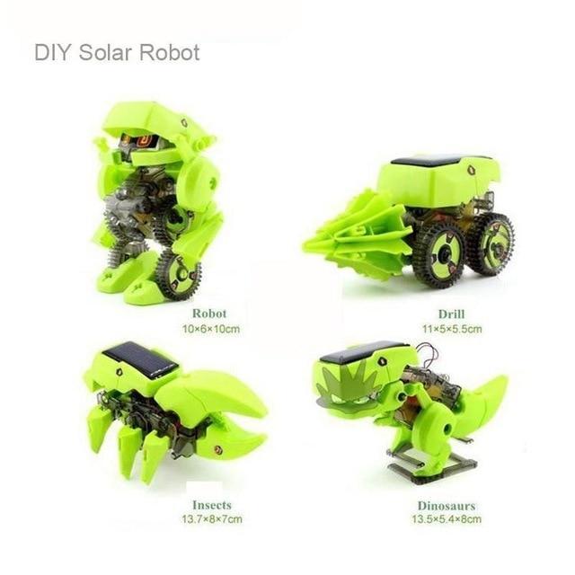 DinoRobot à énergie solaire transformable 4 en 1 de haute technologie à monter soi-même