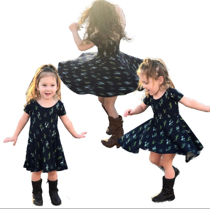 Robe à la mode pour filles, tenue imprimée de cactus