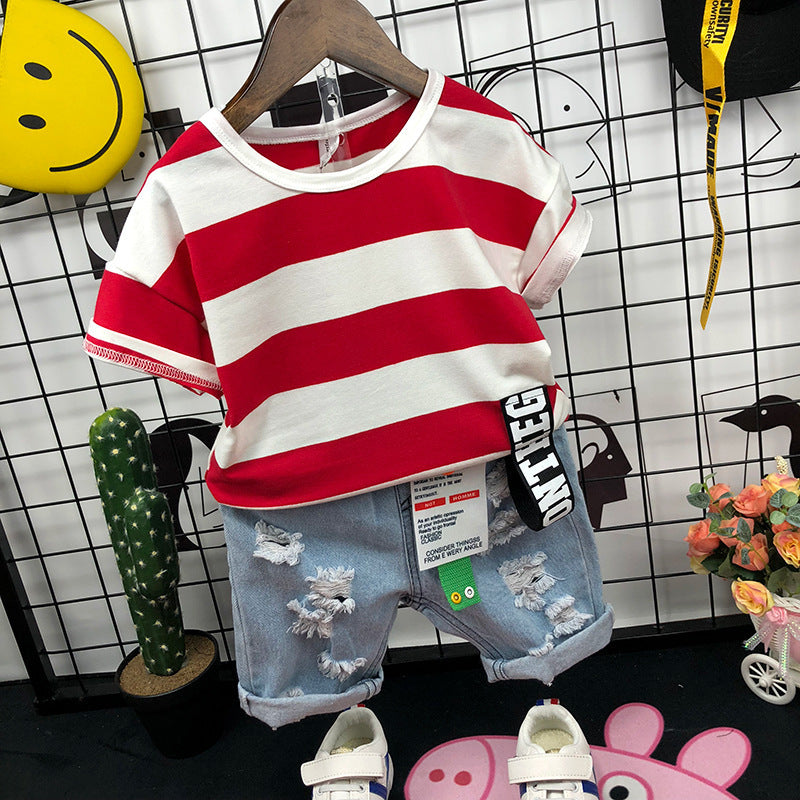 Conjunto de camisa a cuadros de manga corta para niños