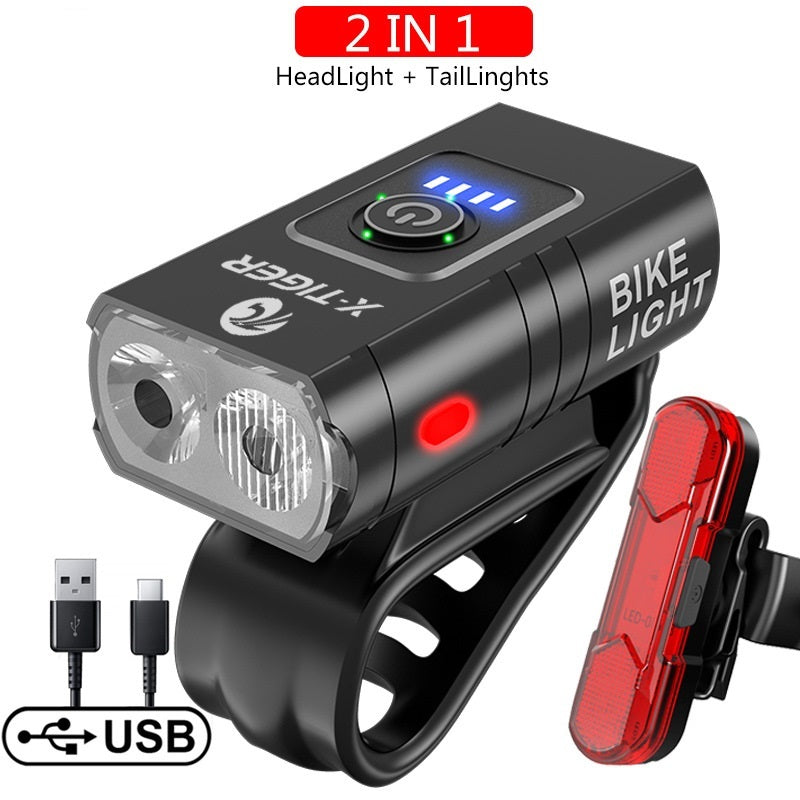 Lampe d'extérieur étanche rechargeable par USB, affichage de la puissance, lumière d'équitation nocturne en montagne