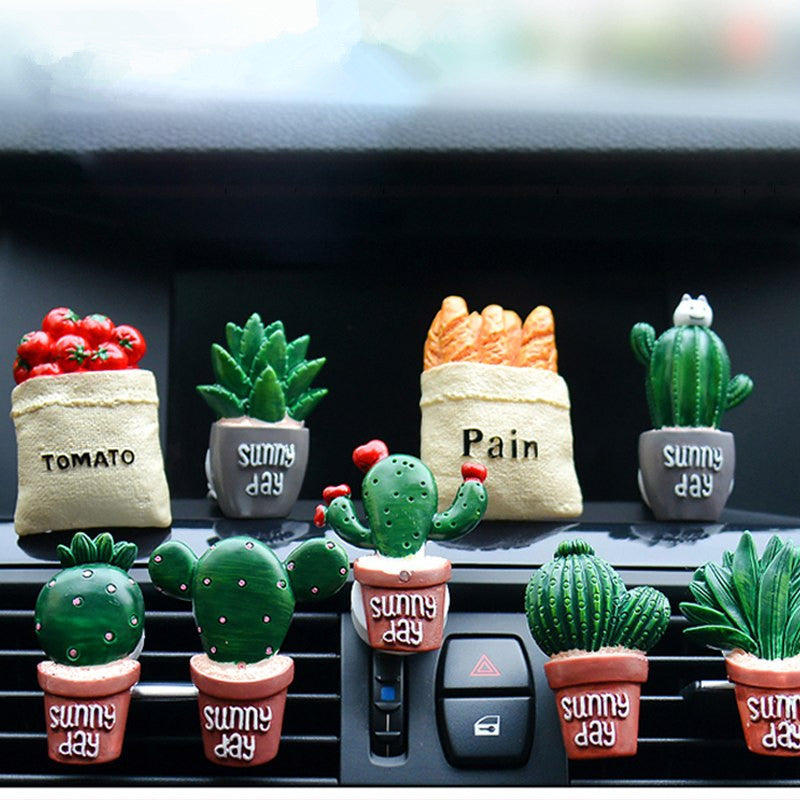 Désodorisant de voiture, plantes, sortie de ventilation, Clip de parfum de climatisation, ornements créatifs mignons, accessoires d'intérieur automobile
