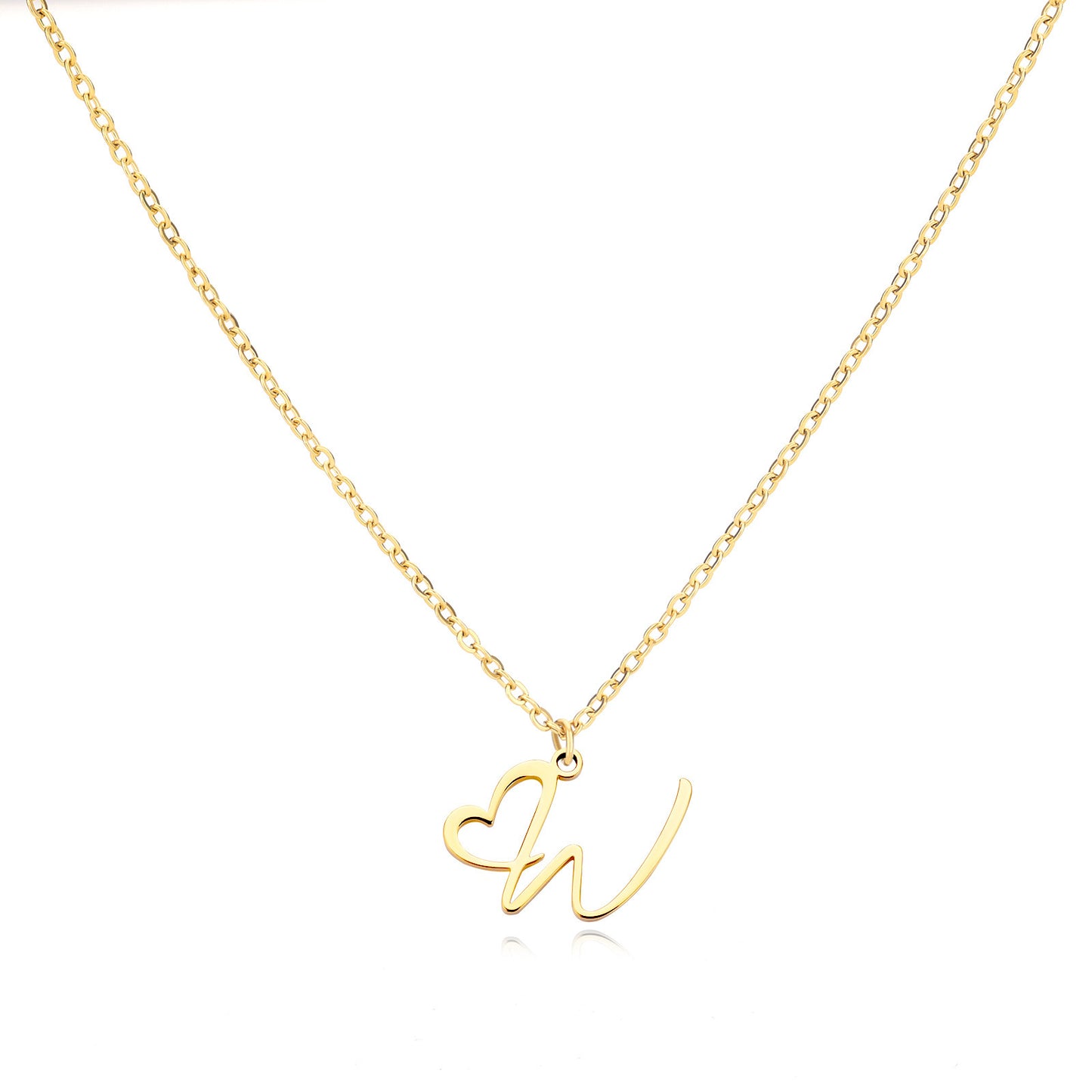 Collier créatif en acier inoxydable avec pendentif lettre cœur Simple pour femmes