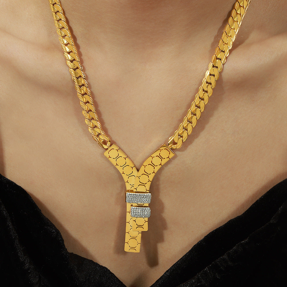 Fashion Trend Y Letter Zircon-inlaid Pendant Necklace For Women