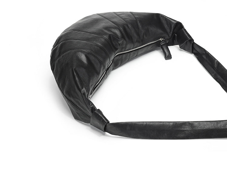 Sac de Dumpling sac de poitrine incliné en cuir pour homme