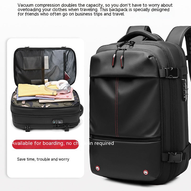 Mochila de viaje para hombre, bolsa de ordenador multifunción de negocios, mochila de gran capacidad de compresión al vacío