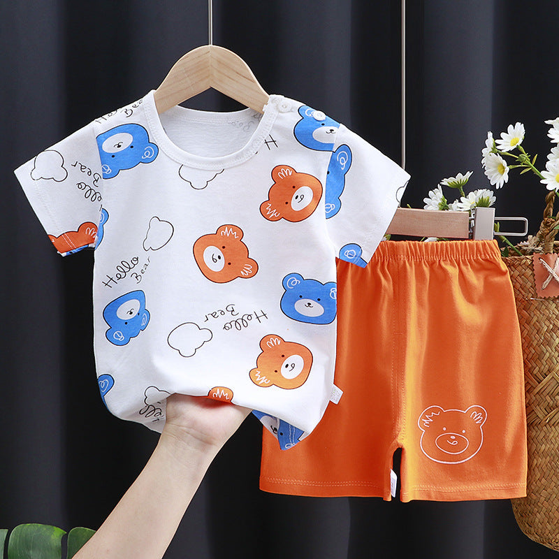 Costume à manches courtes pour enfants, T-shirt en coton, vêtements pour bébés