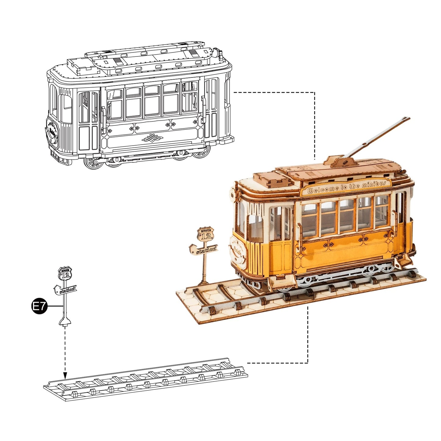Robotime Rolife – modèle de tramway Vintage 3D, Puzzle en bois, jouets pour enfants, cadeaux de noël et d'anniversaire, TG505, livraison directe