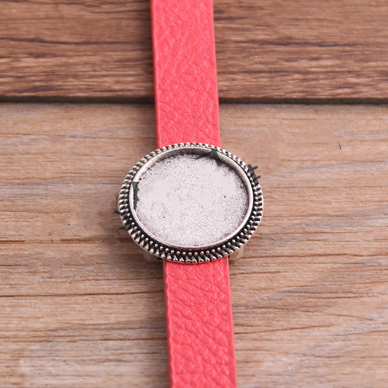 Simple Fashion Bracelet PU Leather Alloy Base Support Buckle 18mm DIY Bracelet