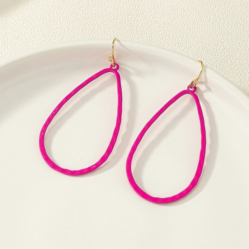 Pendientes de metal con forma de gota de agua, diseño de personalidad simple