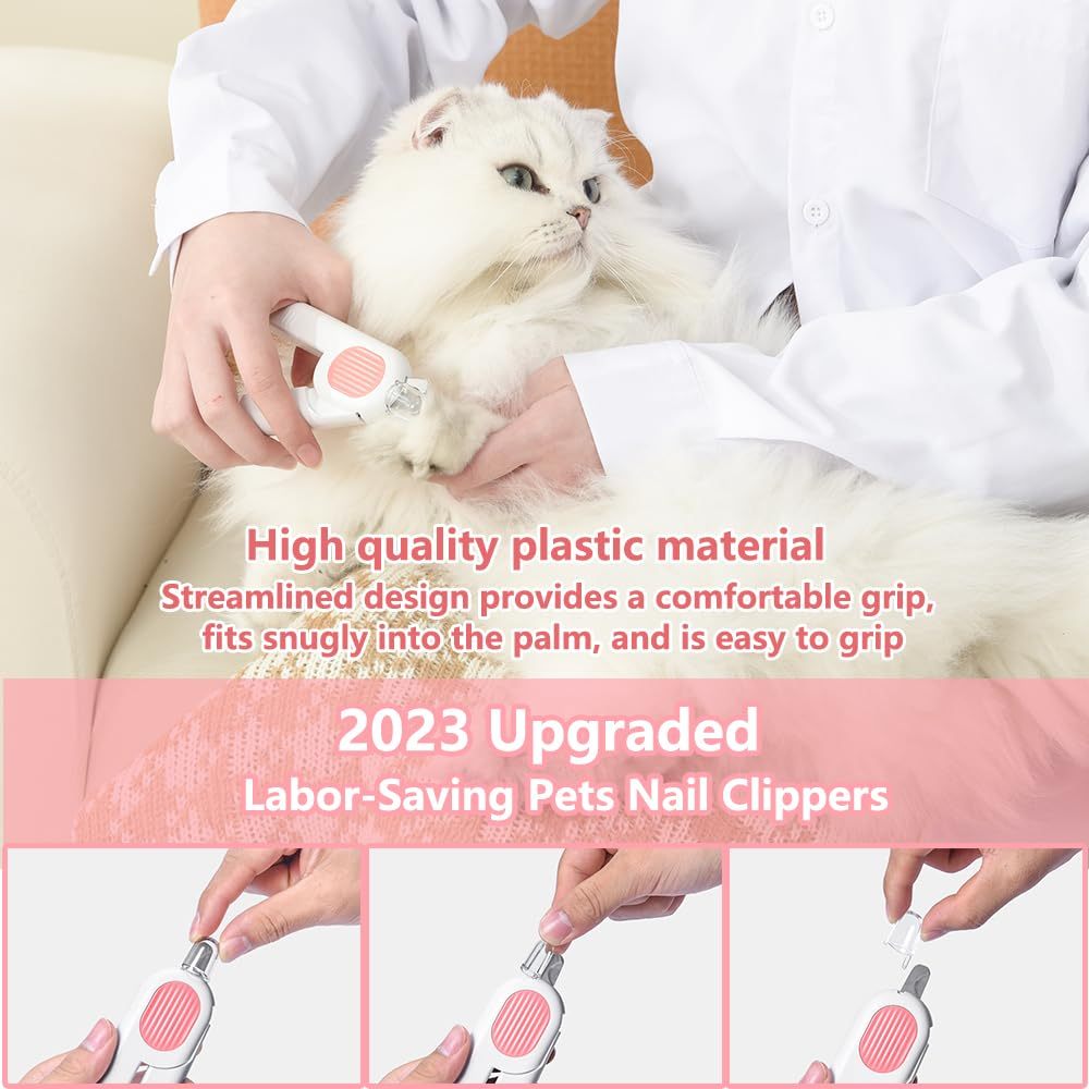 Coupe-ongles pour chiens et chats, coupe-ongles pour animaux de compagnie avec lumière LED et coupe-pattes de chat à trou circulaire pour éviter les coupes excessives