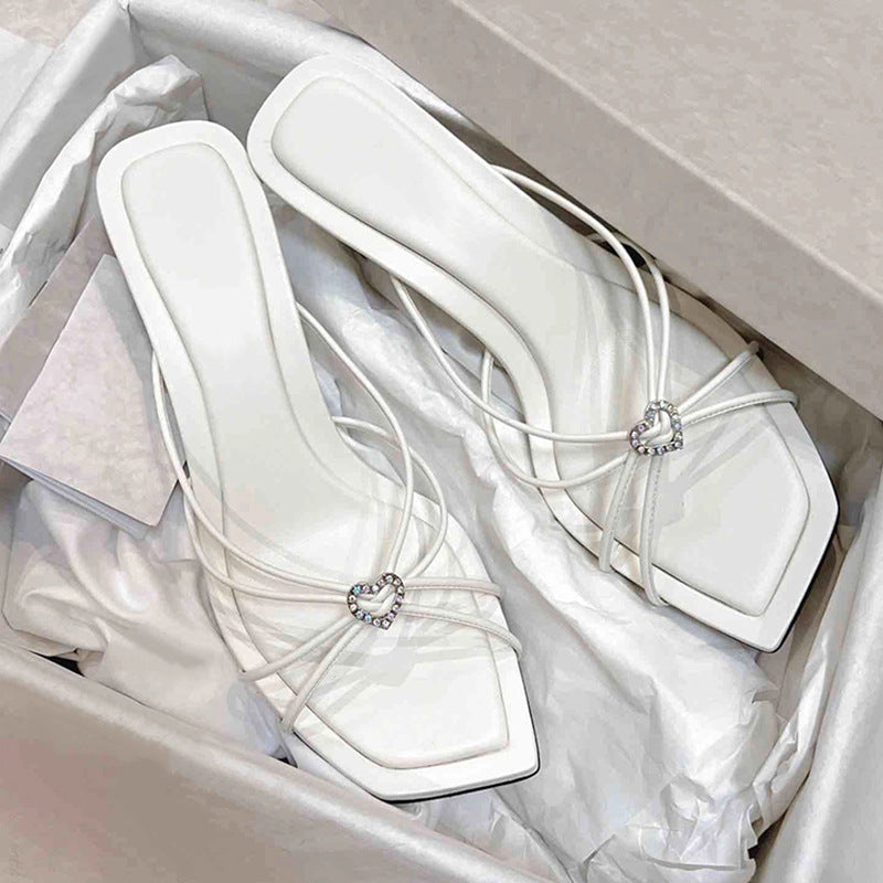 High Heels, Women's Head Thin Heels Rhinestones, Love