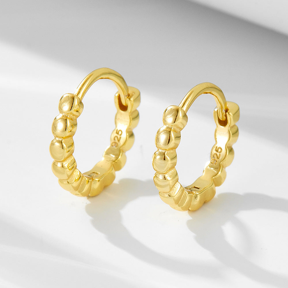 S925 Sterling Silver French Retro Hoop Earrings