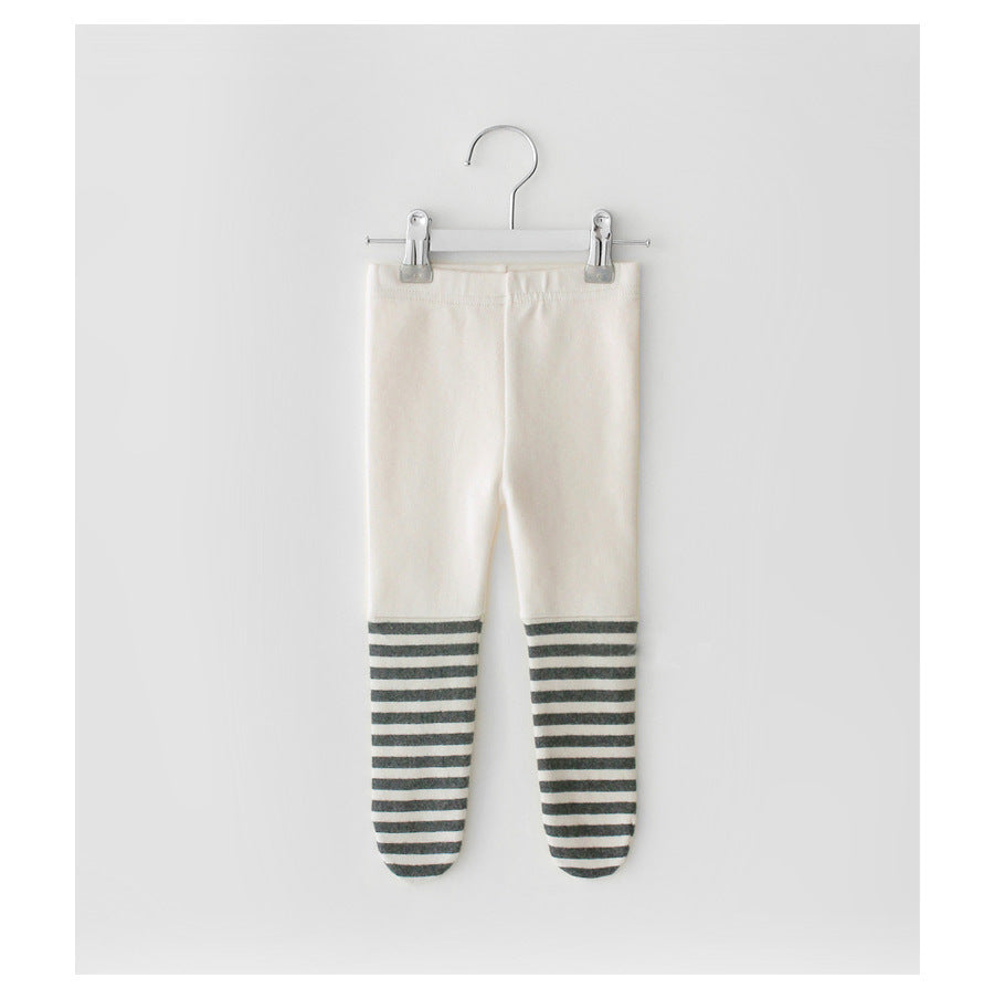 Collants rayés surpiqués