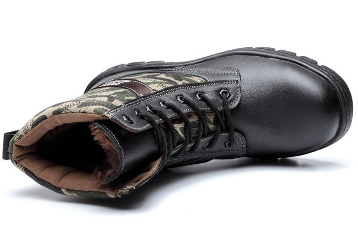 Les chaussures de sécurité du travail directes d'usine aident à camoufler l'hiver haut et le velours froid et chaud confortable anti-écrasement chaussures anti-crevaison