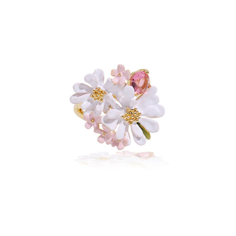 Anillo Flor Encaje Verbena Circonitas Oro