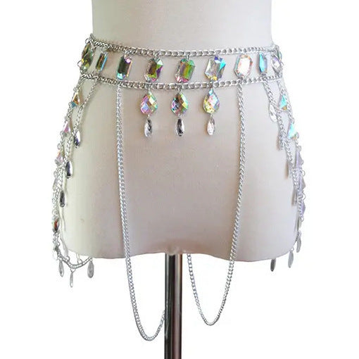 Mode été alliage soutien-gorge chaîne acrylique Bikini poitrine collier taille chaîne costume
