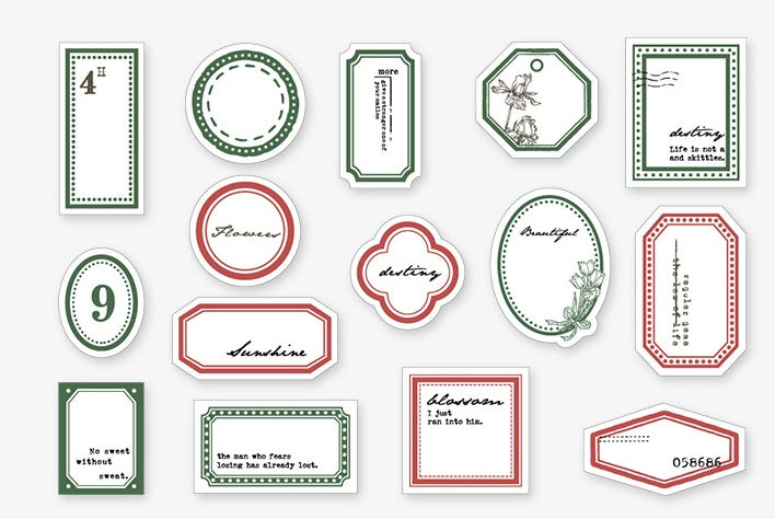 Mini Etiqueta Serie Retro Mano Cuenta DIY Decoración Papel Base 45 Hojas