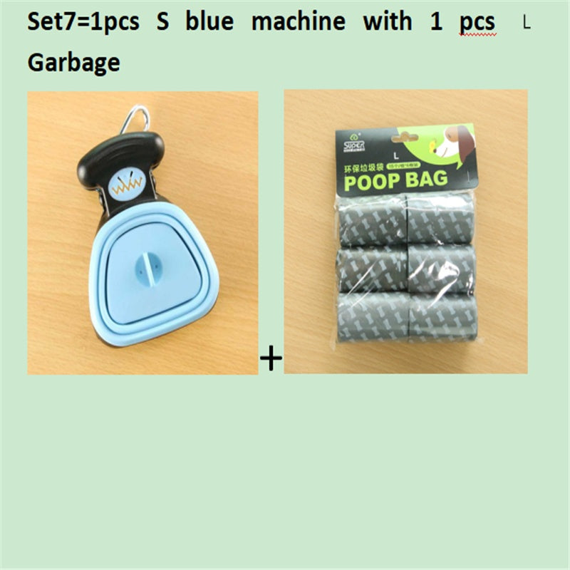 Scooper de merde pliable de voyage pour animaux de compagnie de chien avec 1 rouleau de sacs décomposables cuillère de merde propre ramasser les excréments nettoyant Epacket expédition