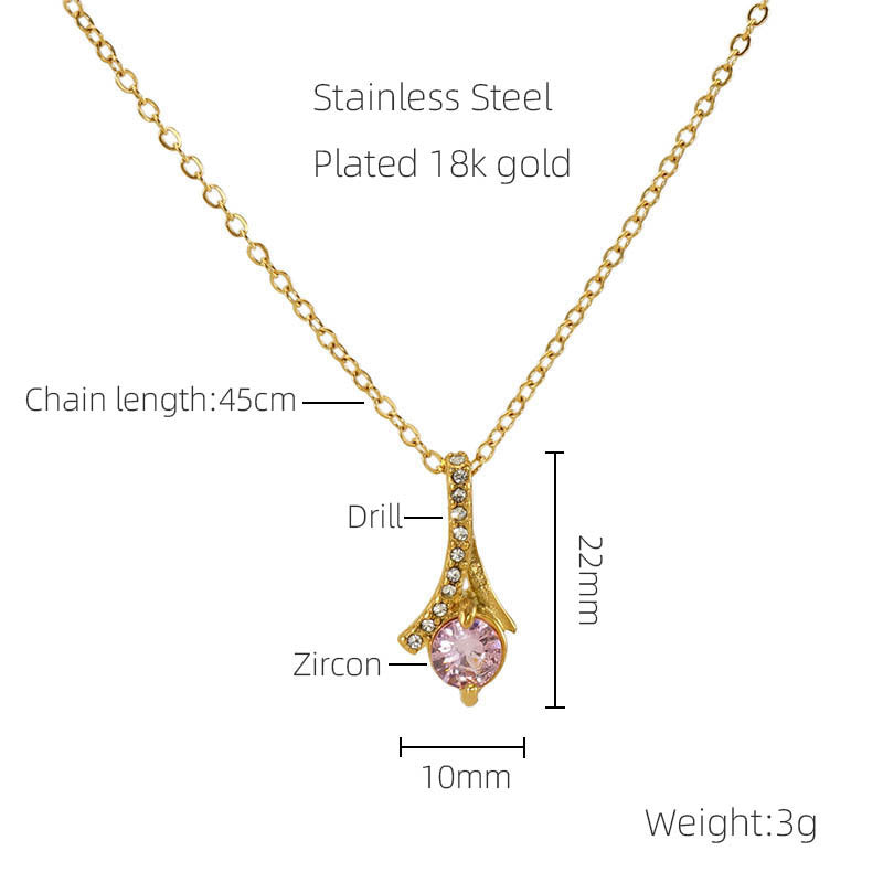 Collier en strass raffiné en acier inoxydable, Design européen et américain d'intérêt particulier