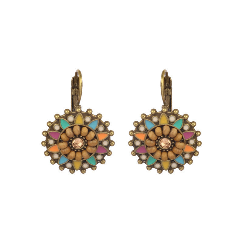Style gland boucles d'oreilles femme feuille cercle métal cuir boucles d'oreilles
