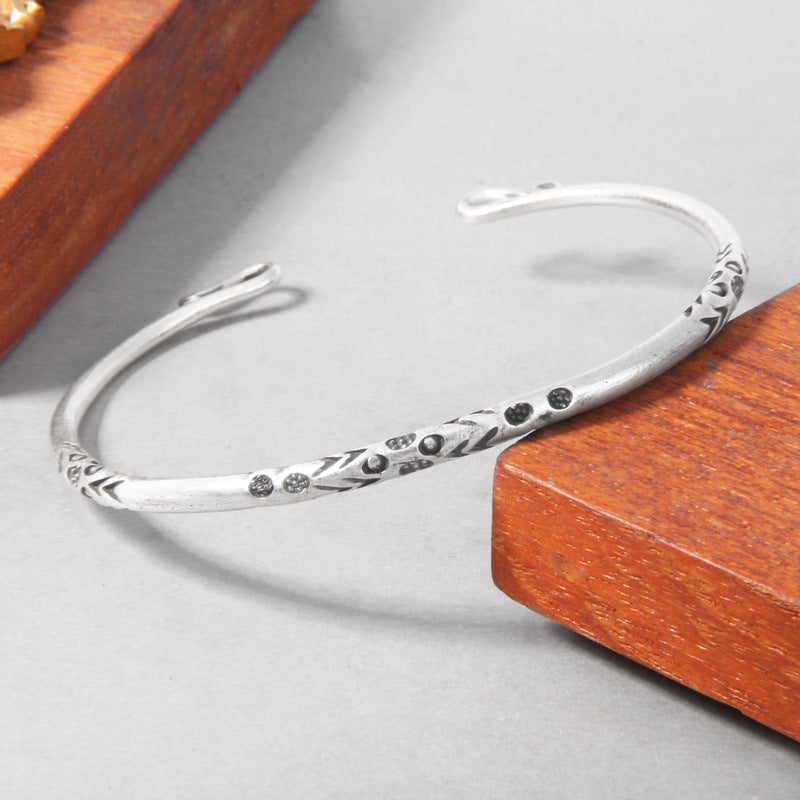 Retro Ethnic Style Handmade Silver Bracelet